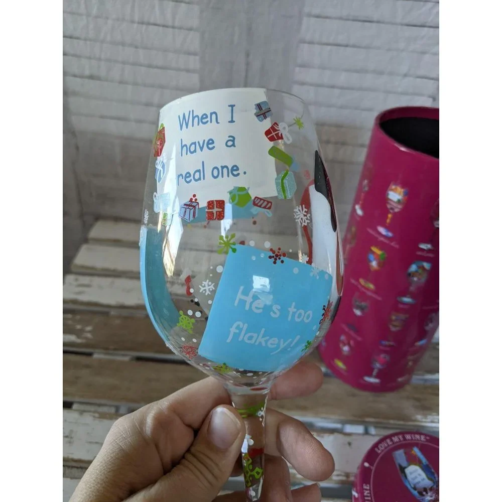 Lolita who‎ needs a snowman holiday wine glass cham
